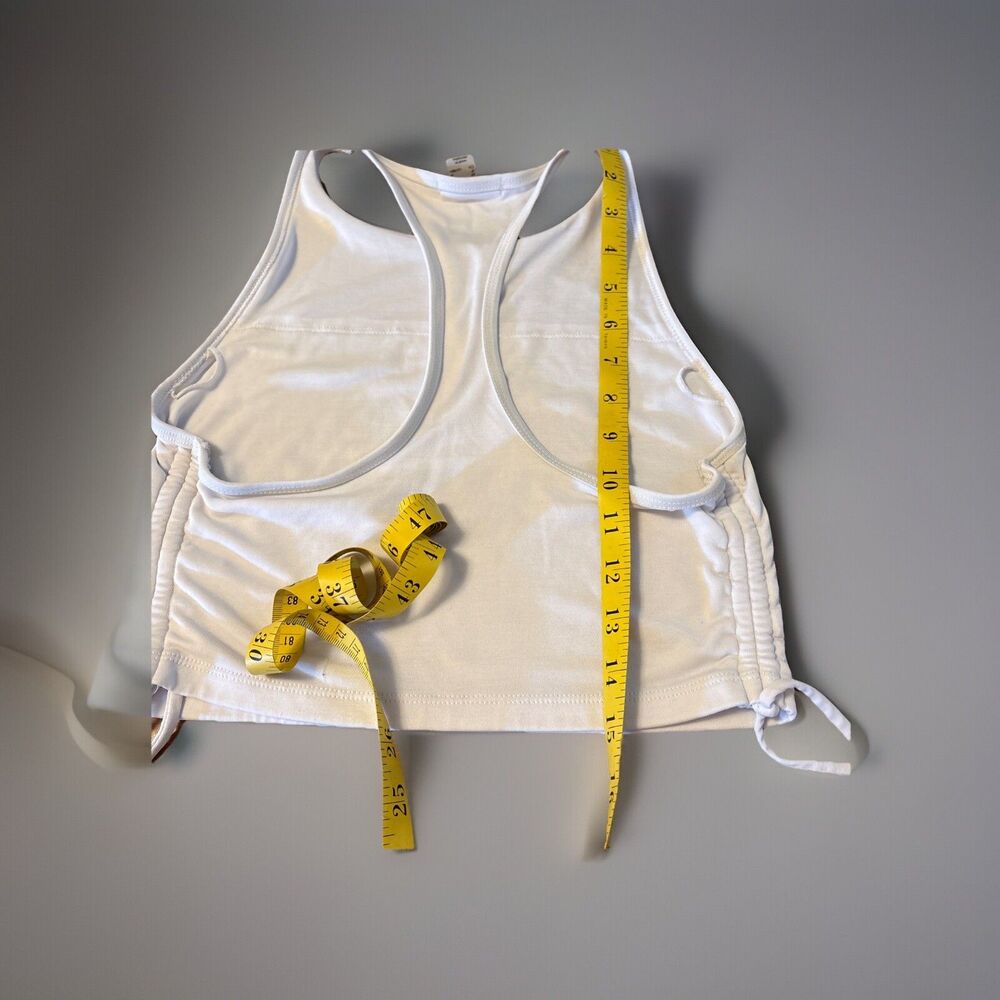 Forever 21 Women’s White Cropped Top M Medium Sleeveless Tank Cinch Sides - Picture 6 of 7